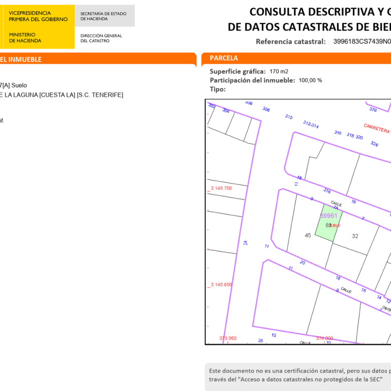 TERRENO URBANO EN LA CUESTA