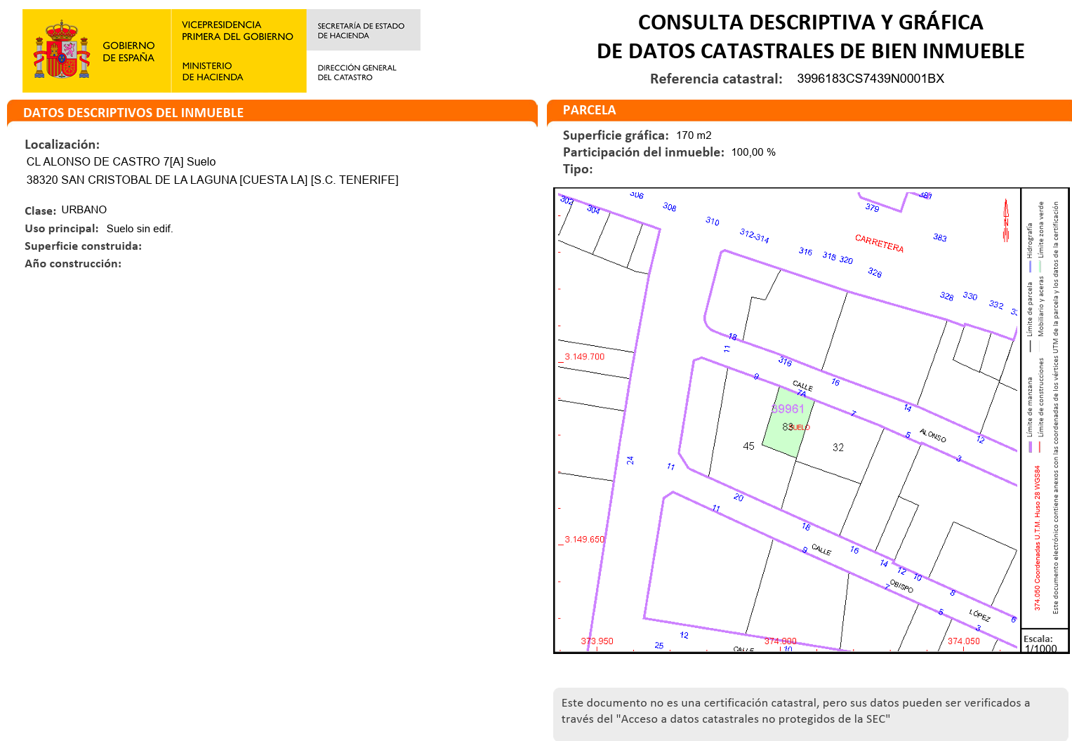 TERRENO URBANO EN LA CUESTA